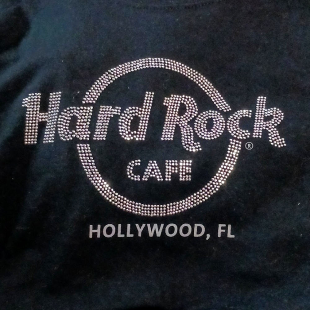 Stunning! Authentic Hard Rock Cafe Rheinstone Logo Black  T-Shirt  XXL *New*